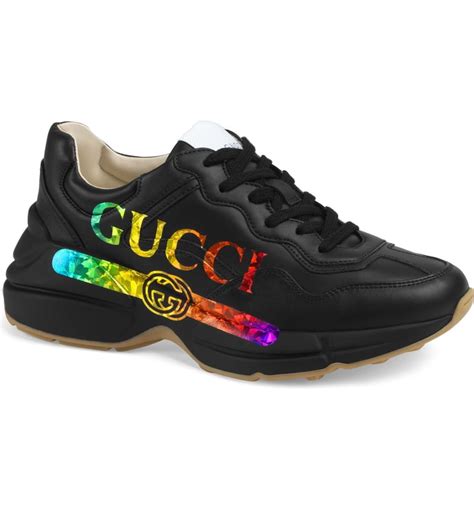 rainbow gucci sneakers|Gucci rhyton strawberry sneakers.